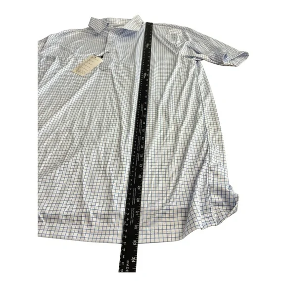 Collars & Co Polo Shirt Mens 2XL Blue Check Grid Dress Collar Golf Performance - Picture 11 of 14